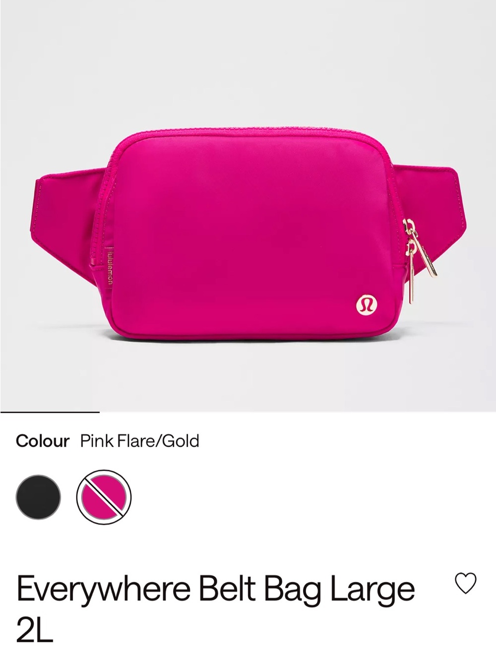 lululemon Everywhere Belt Bag Large - Pink Flare with Gold Hardware